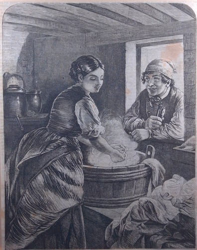 Holzstich 1870 junge magd - um, 1870.