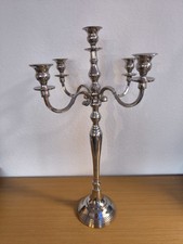 Kerzenständer 5-Armig Kerzenleuchter 60 cm Silber Glänzend Metall Kandelaber