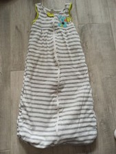 Cooler Schlafsack Gr. 90 cm weiß grau gestreift grün Hund Topomini 