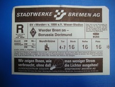 95/96 Ticket Werder Bremen BVB Dortmund Eintrittskarte Sammler Bundesliga