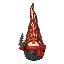 Wichtel mit Tanne Keramik 19cm rot Advent Weihnachten Weihnachtsmann Schneemann