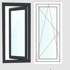 Terrassentür Kunststoff Balkontür 2-Fach innen Weiß außen Anthrazit 70mm Glastür