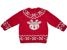 C&A Kinder Norweger Pullover Weihnachtspullover mit Rentier Rot Gr. 86