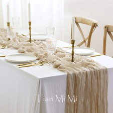 Gaze-Tischläufer beige Stoff