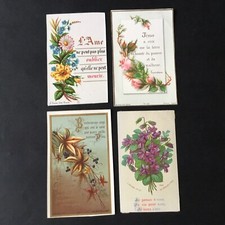 4 fromme alte Blumen Bonamy 19. Jh. HEILIGE KARTEN 19. Jh. Santino