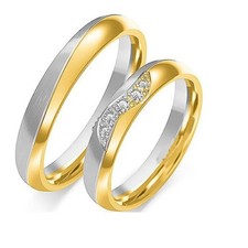 Eheringe Trauringe 585 er Gold Bicolor Massiv Gelb / Weißgold 4 mm Breit