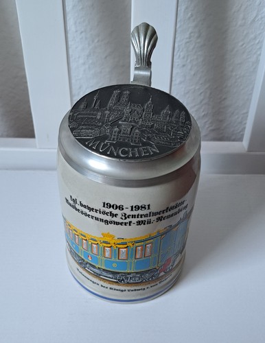 Bierkrug mit zinndeckel - mit,