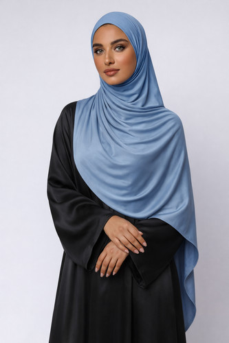 Satin jersey hijab denim blue - hijab,