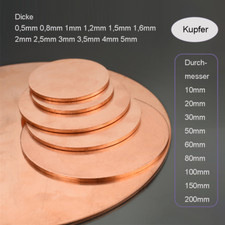 Kupfer Scheiben Rund Kupferbleche Platte Kupferblech Massiv Rundes Kupferblech