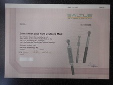 SALTUS  TECHNOLOGY AG  SOLINGEN 1997 50 DM AKTIE + KUPONBOGEN  HIST.WERTPAPIER 