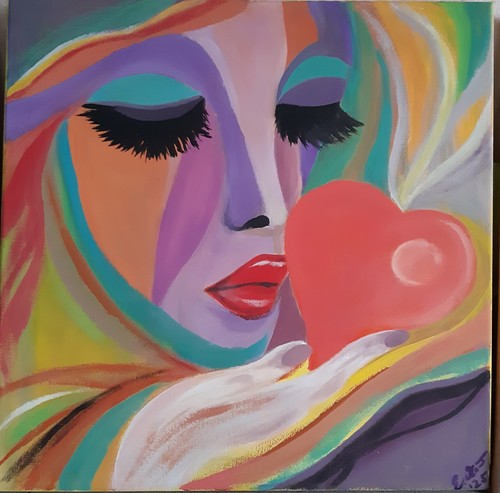 Acryl bild gemälde - bild, frau