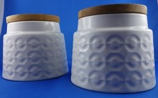 2 Vorratsdosen Steingut mit Holzdeckel Sagaform lotta odelius