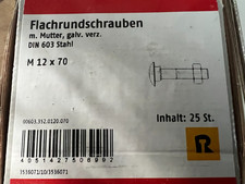 Reyher Flachrundschrauben M12x70mm  25Stück DIN603 Schlosssschrauben  / LiReg2