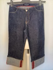 Y2K Cropped Jeans von Mogul Low Waist Gr. 27 36 Dunkelblau Baumwolle Stretch Neu