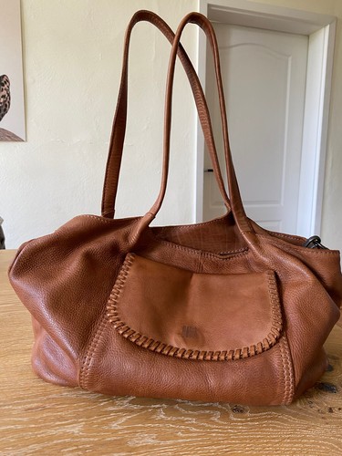 Braune leder handtasche biba - leder-handtasche,