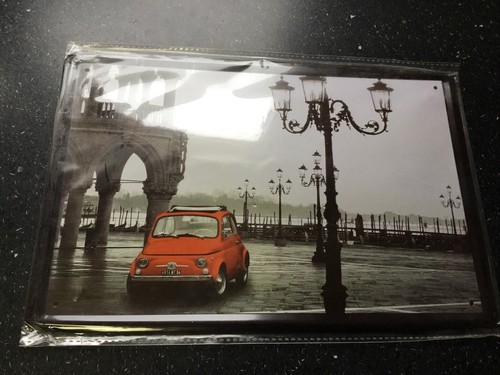 Fiat 500 auto metall poster - fiat,