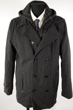 Indigo graue Caban-Jacke Herbst/Winter Gr.L Wolle Polyester