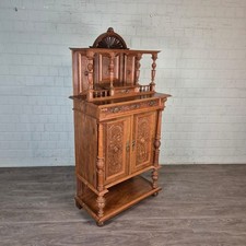 27021 Vertiko mit Aufsatz Gründerzeit 1880 Nussbaum furniert Antik