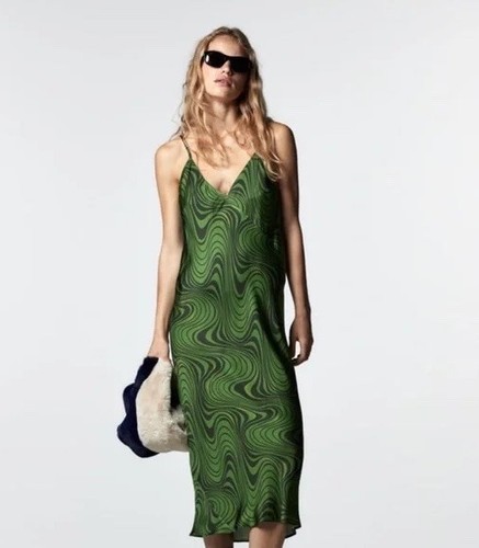 Zara damen grünes - zara, midikleid