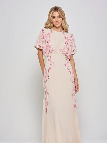 Kleid lang bestickt vintage - kleid,