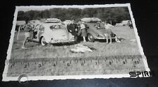 Altes Foto Zeltplatz Campingplatz um 1964 VW Käfer mit Dachgepäckträger