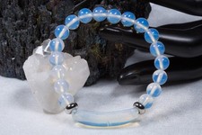 Edelstein Armband Weißer Opal | 8mm Kugelarmband mit Edelsteinbalken