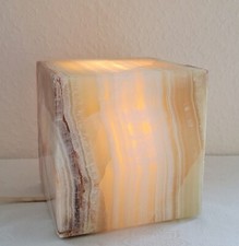 Vintage Onyx Lampe Skulptur Würfel Tisch Skulptur Art Lampe, 16 x 16 cm