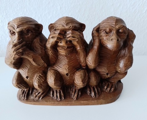Figur drei affen massivholz - drei,