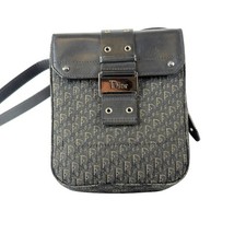 Dior Homme Street Chic Crossbody Bag Black Oblique Canvas Leather Messenger