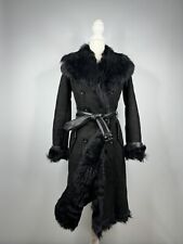 Burberry Damen Leder Wildleder Fell Mantel Trenchcoat Jacke Schwarz Gr. 34(XS)