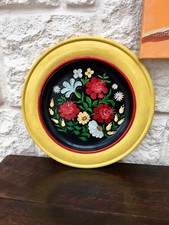 Holz Teller bemalt Handarbeit Wanddekoration 