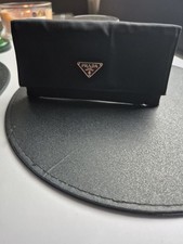 PRADA Wallet Geldbörse Schwarz Nylongewebe Triangel Damen Orginal
