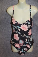 BADEANZUG SCHWIMMANZUG GRÖSSE 40 GRAU MIT BLUMEN MIT PADS SEAFOLLY