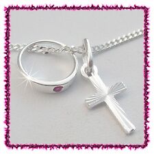 Taufset Taufring Kreuz Kette Echtes Silber 925 Taufschmuck Taufkette neu