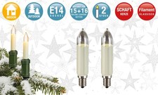 Ersatz Birne Lichterkette Schaftkerze 2er Set Sockel E14 Weihnachten 16 V 4 W