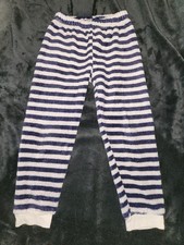 Flausch Kuschel Hose 116 Kinder Fleece Warm Winter Blau Grau Gestreift Hosen