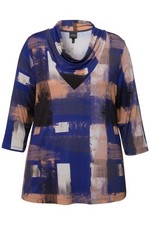 Ulla Popken Damen große Größen Shirt bedruckt Wasserfall Ausschnitt