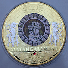 GIGANT-MEDAILLE: MAYA-KALENDER, Cu vergoldet, Farbe, PP, 376 g, 100 mm, C17