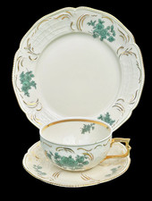 Prunk Teegedeck 3 tlg. Rosenthal Selb Sanssouci grüne Blume mit Goldornamenten