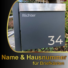 Briefkasten Aufkleber NAME + HAUSNUMMER - Farbauswahl Wunschtext Schild Set