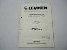 Lemken Zirkon 6 Kreiselegge Ersatzteilliste Spare Parts List 1994