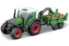Maisto Fendt 209 Vario Trecker Traktor Holz-Anhänger Kran 1:64 Kinder Spielzeug