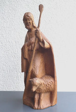 Holz Figur Krippe Hirte Schäfer Holzfigur Geschnitzt Größe 36 cm Krippenfigur