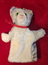 Steiff Handpuppe Katze Susi Mohair 1959 - 1967 mit Knopf und Fahne