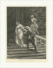 Der Abschied Soulacroix Liebe Kuss Treppe original Holzstich SUPERPREIS X 1301