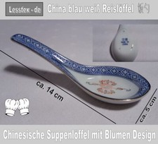 Löffel, Teller, Schüssel, China Vintage Reis Porzellan Geschirr, Blau Weiß