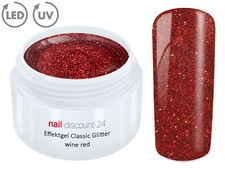 UV LED GEL GLITTER WINE RED Glitzer Farbgel Effekt Color Nail Art Modellage Rot