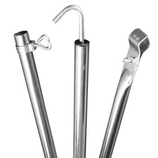 3x Dachhakenstange Stahl Zeltstange mit Klemme und Haken teleskopierbar 210-290