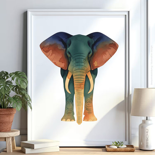Elefant safari schablone - elefant, v2