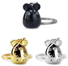 3D Schlüsselanhänger, Maus Ratte, Schwarz, Chrom, Gelb Mäuse